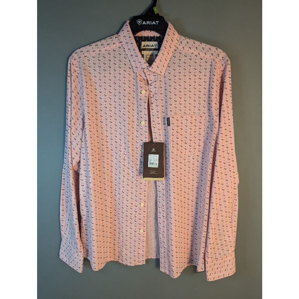 Men's Ariat Shirt, Pink, Size L new with tags cowboy western modern
